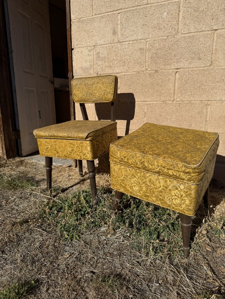 Vintage Sewing Chair And Bench