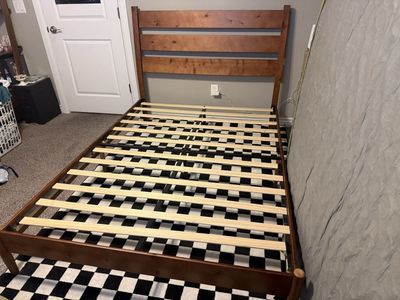 Wood Platform Bed Frame - Full Size with Slat Support - Modern Wooden Headboard & Footboard