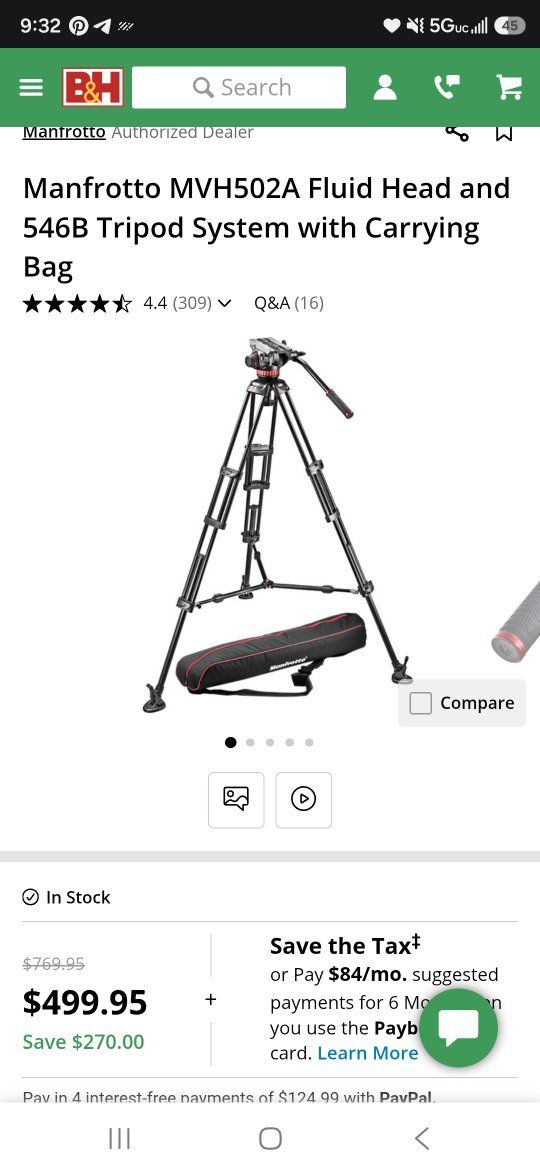 Manfrotto MVH502A Fluid Head and 546B Tripod System with Bag