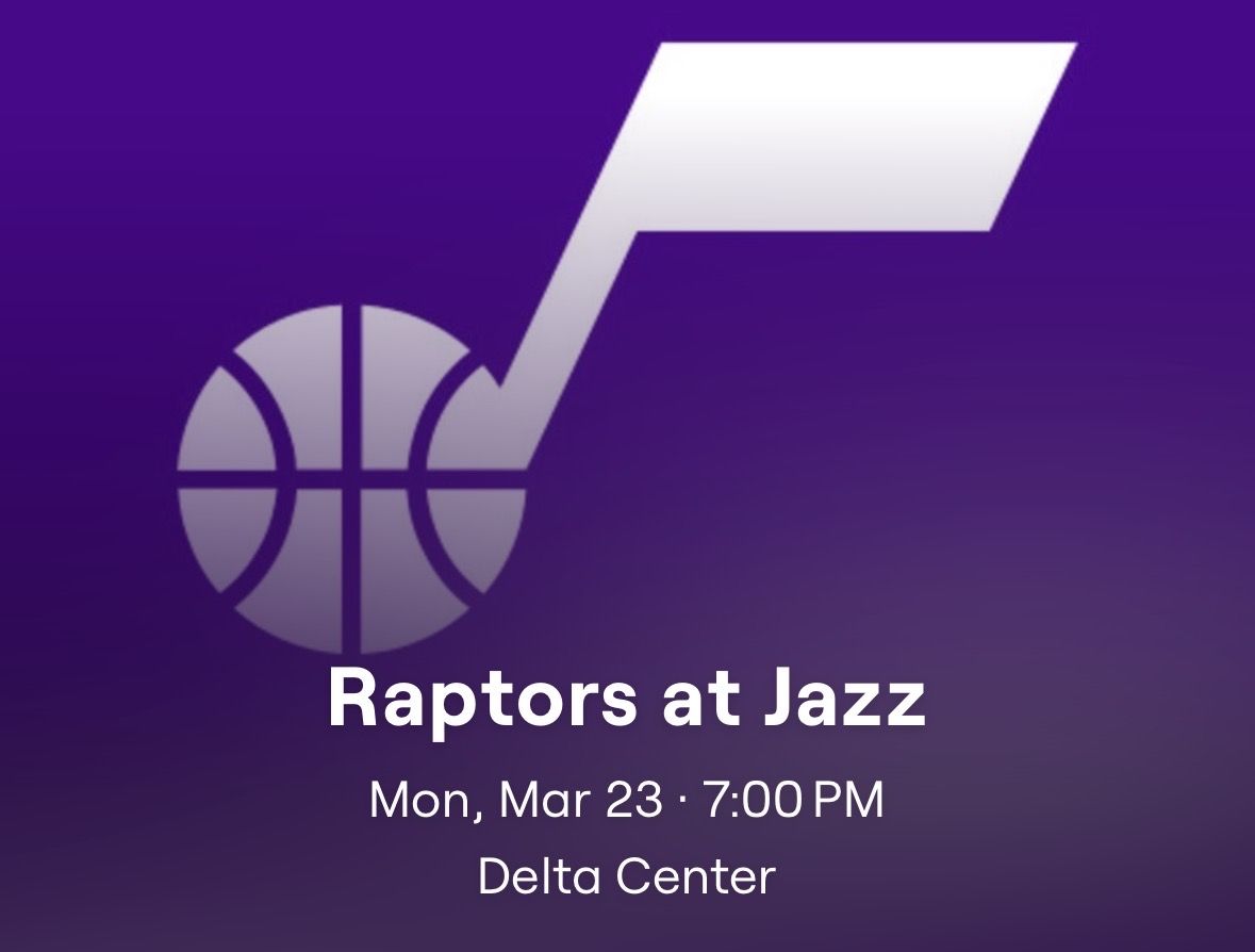 Utah Jazz Vs Toronto Raptors Row 1 Upper Bowl