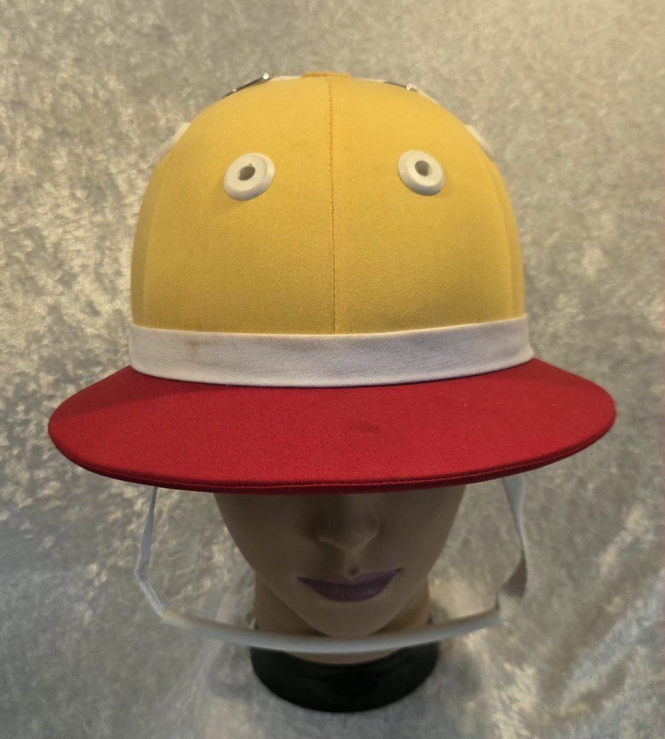 Aynié Traditional Polo Helmet Yellow & Red Size 60 - 7 3/8 UK
