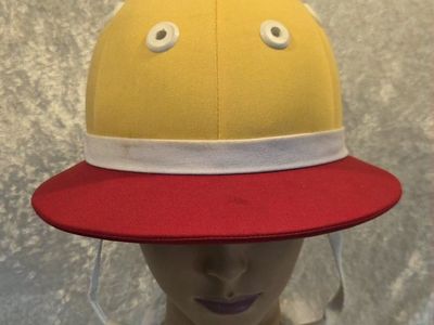 Aynié Traditional Polo Helmet Yellow & Red Size 60 - 7 3/8 UK