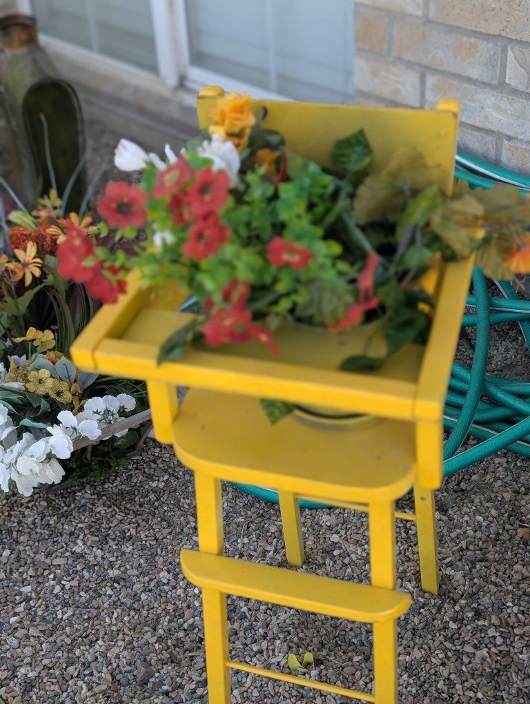 vintage highchair planter