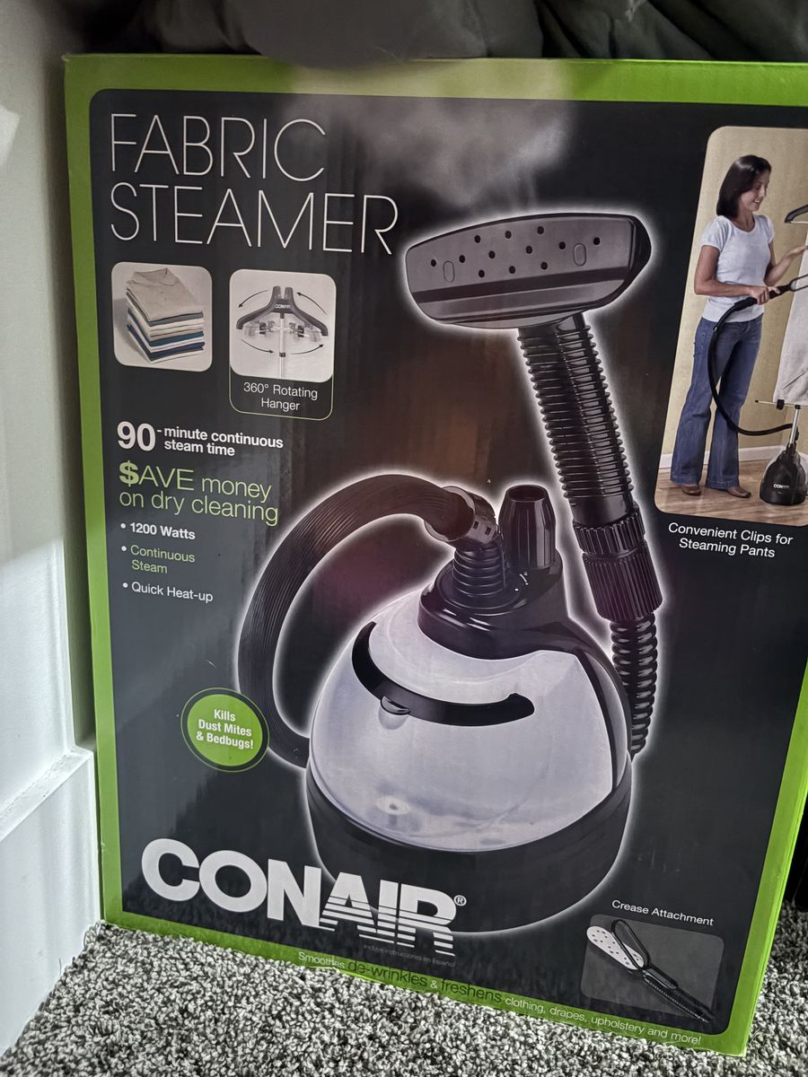 Conair Fabric Steamer, 1200W, Continuous Steam, 360° Rotating Hanger, Crease Attachment