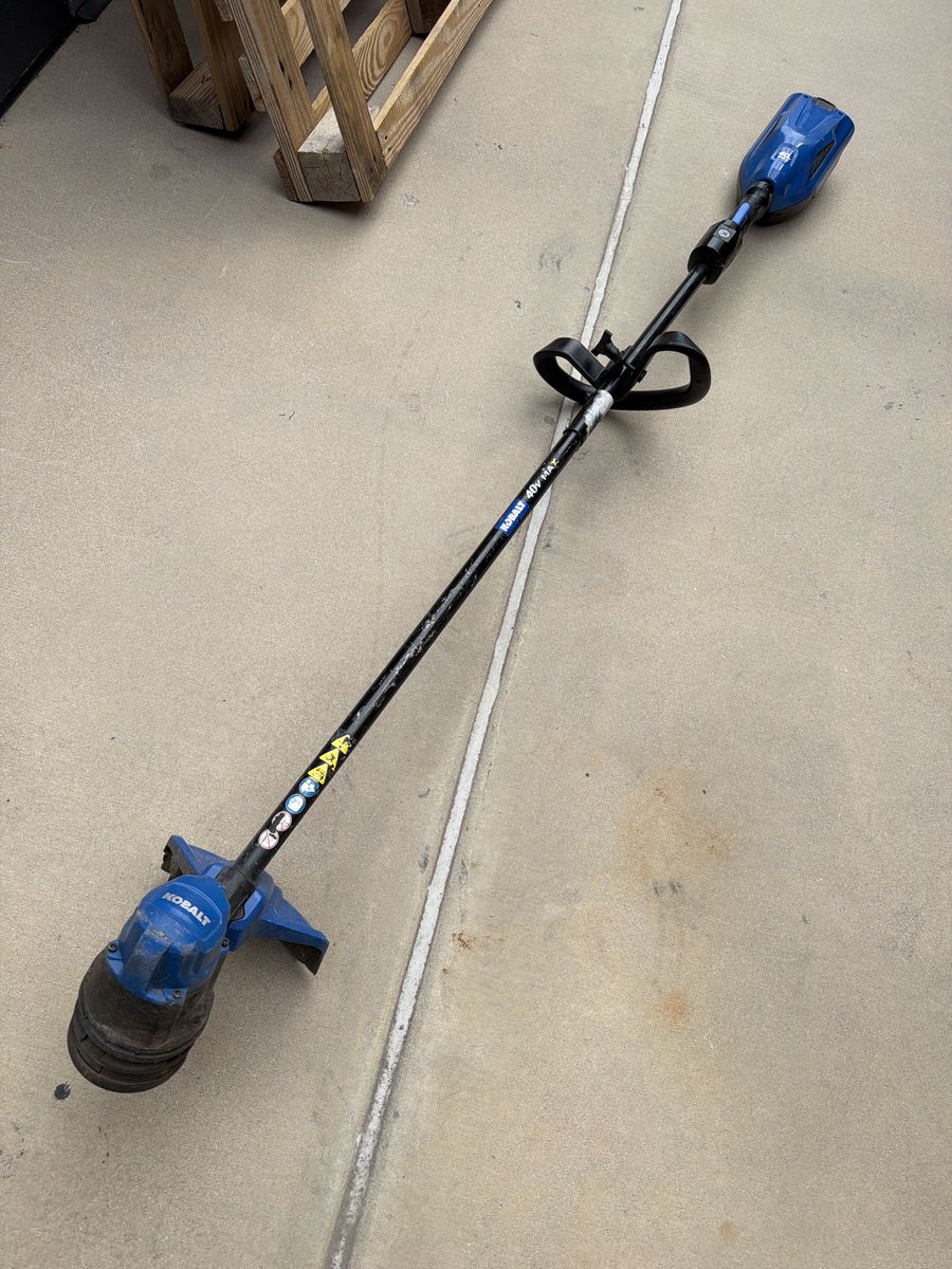 used Kobalt 40 V brushless string trimmer $60.00 ,with  optional 40 v lawn mower $200 or charger $30.00