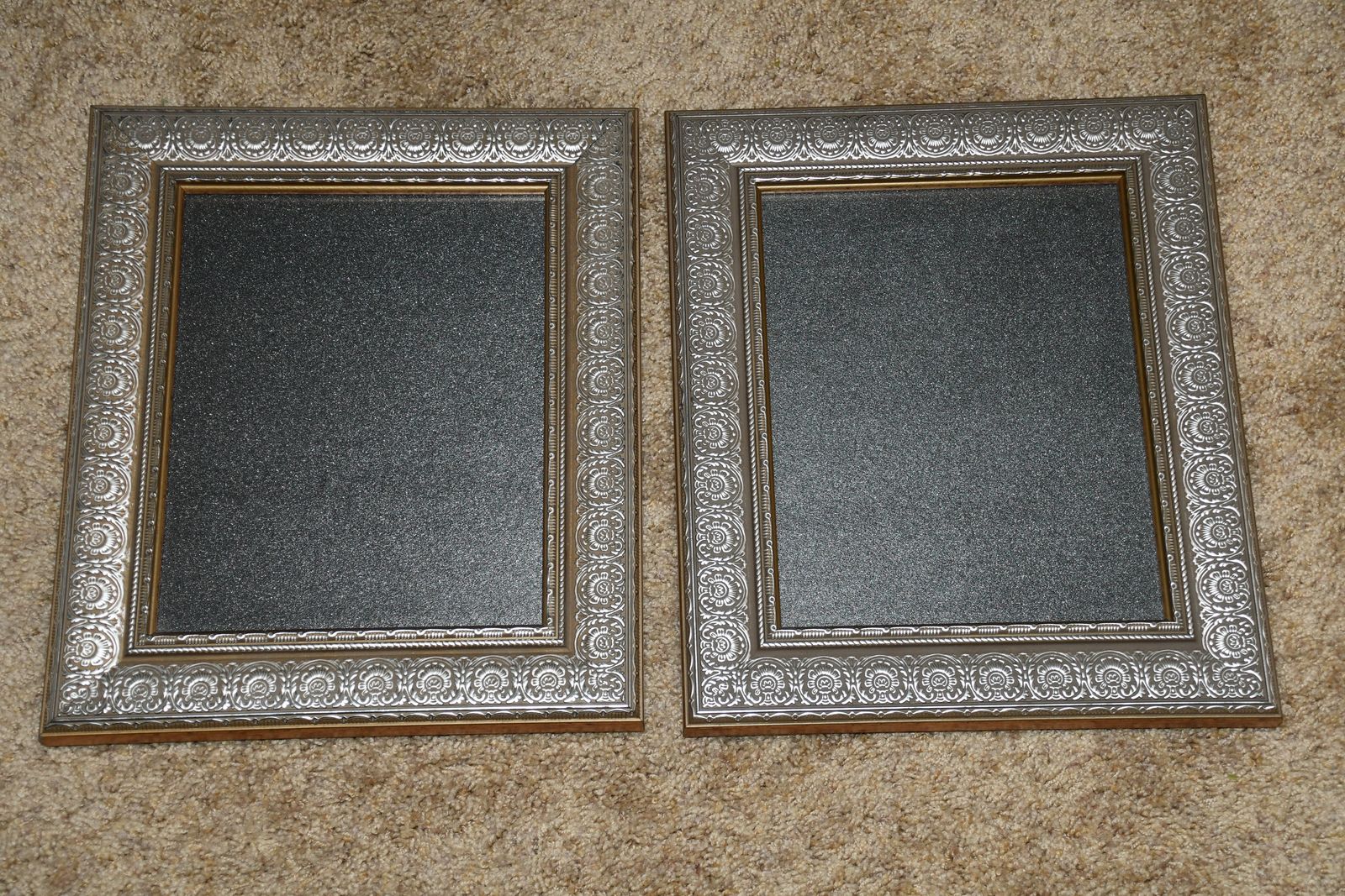 2 BAUTIFUL PICTURE FRAMES ~ GOLD & SILVER DETAIL ~ HOLDS 8" x 10" PICTURES ~ EASEL BACK or HANGERS ~ BOTH FOR $10!