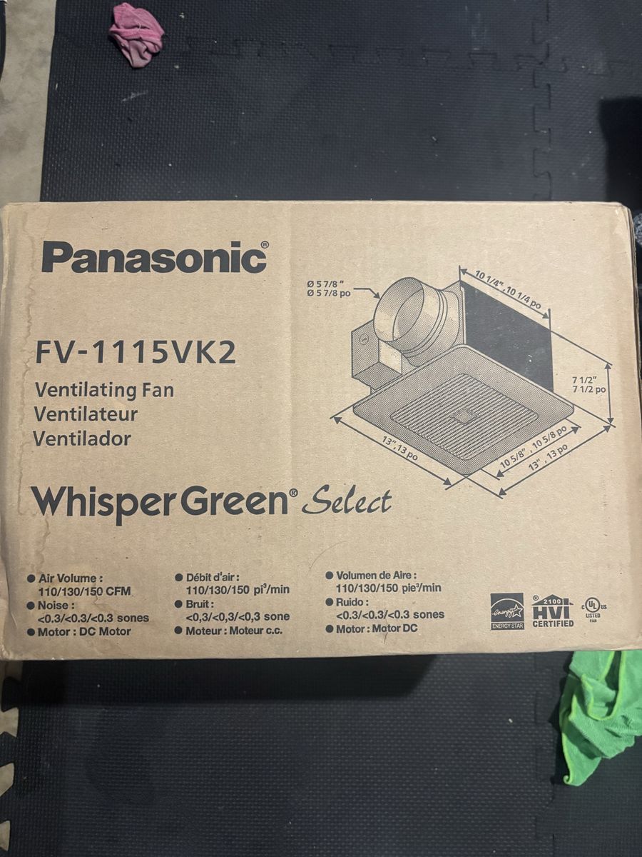 Panasonic WhisperGreen Select bathroom ventilation fan,
