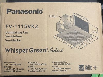 Panasonic WhisperGreen Select bathroom ventilation fan,