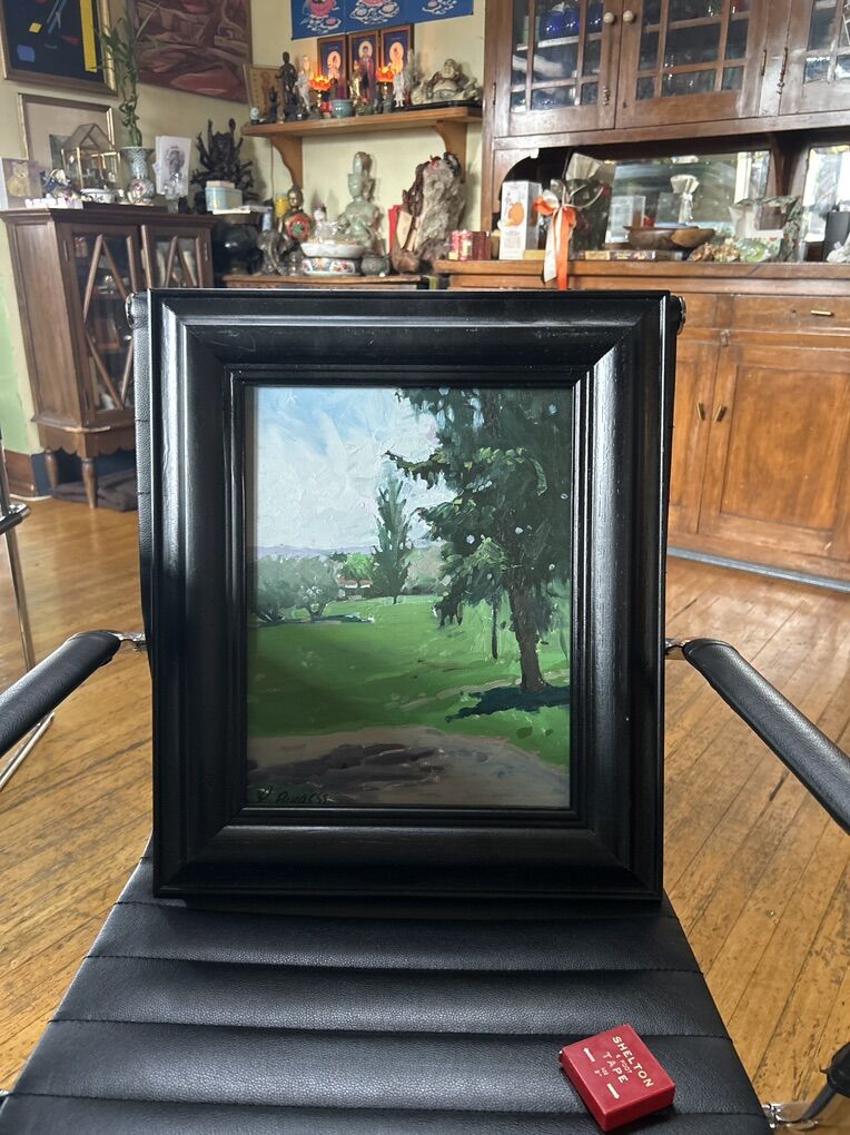 Landscape Oil On Panel Signed k. Burgess.