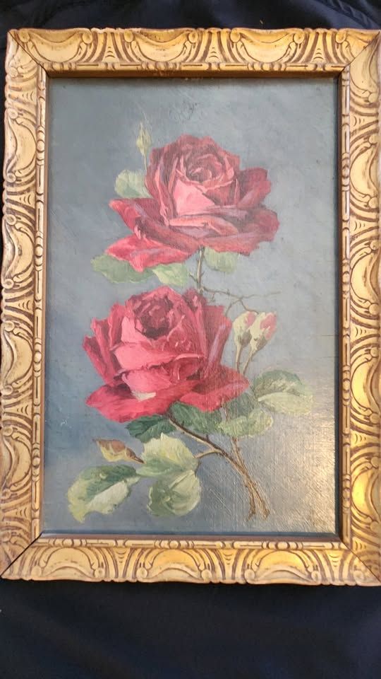 Vintage Oil Painting Of Roses