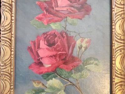 Vintage Oil Painting Of Roses