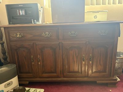 Vintage Solid Oak Sideboard / Buffet Cabinet – Tell City (Indiana Oak)