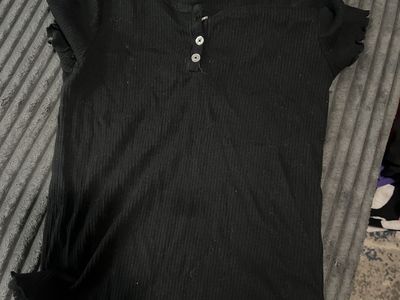 Art Class Black Ribbed Short Sleeve Top Size L (10/12)