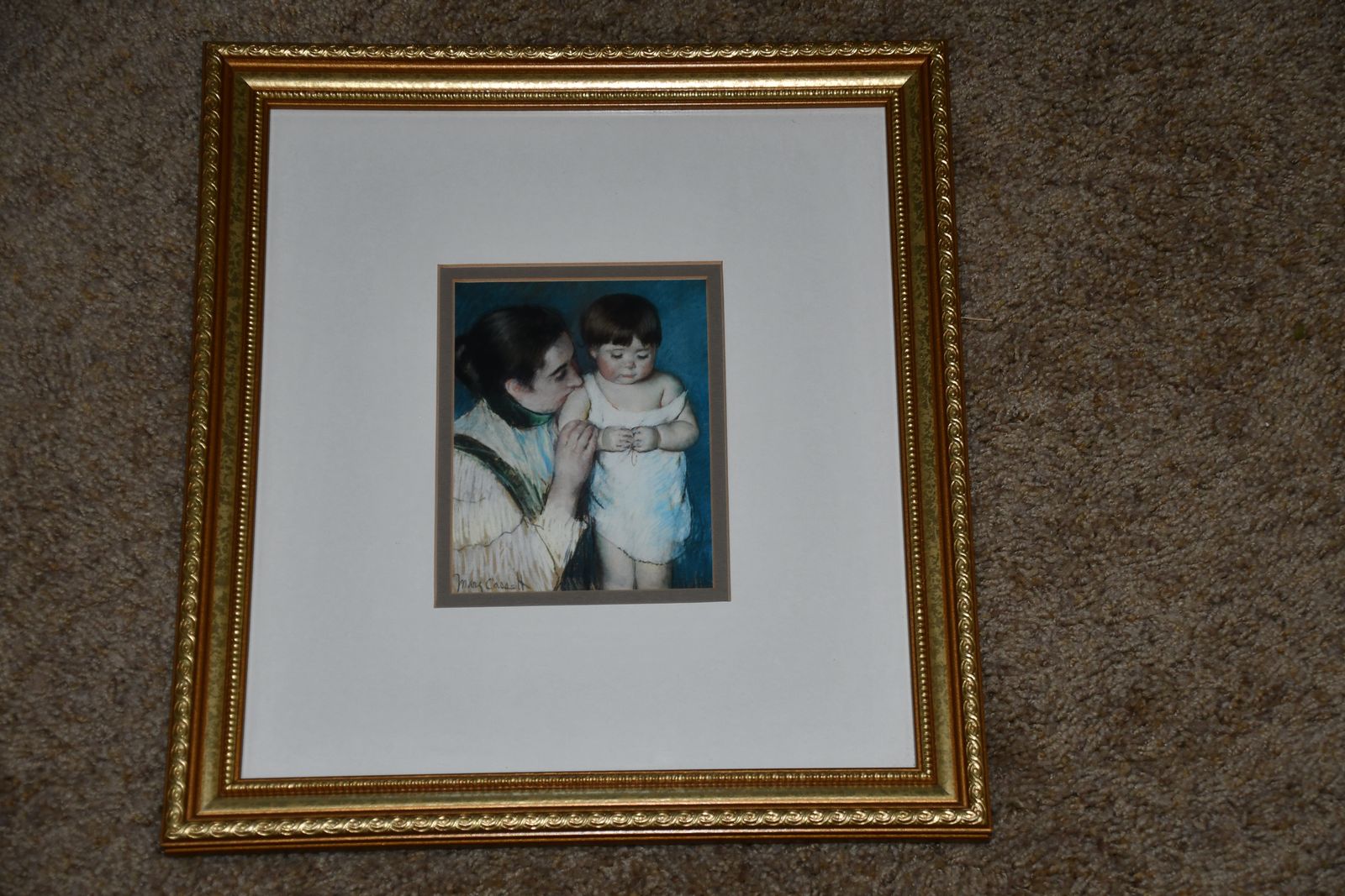 "YOUNG THOMAS and HIS MOTHER" Picture ~ PRINT ~ MARY CASSATT ~ 12" x 12" FRAMED ~ VERY NICE!