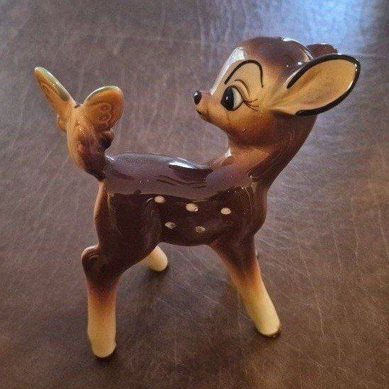 Disney Bambi Ceramic Figurine with Butterfly Made in Japan