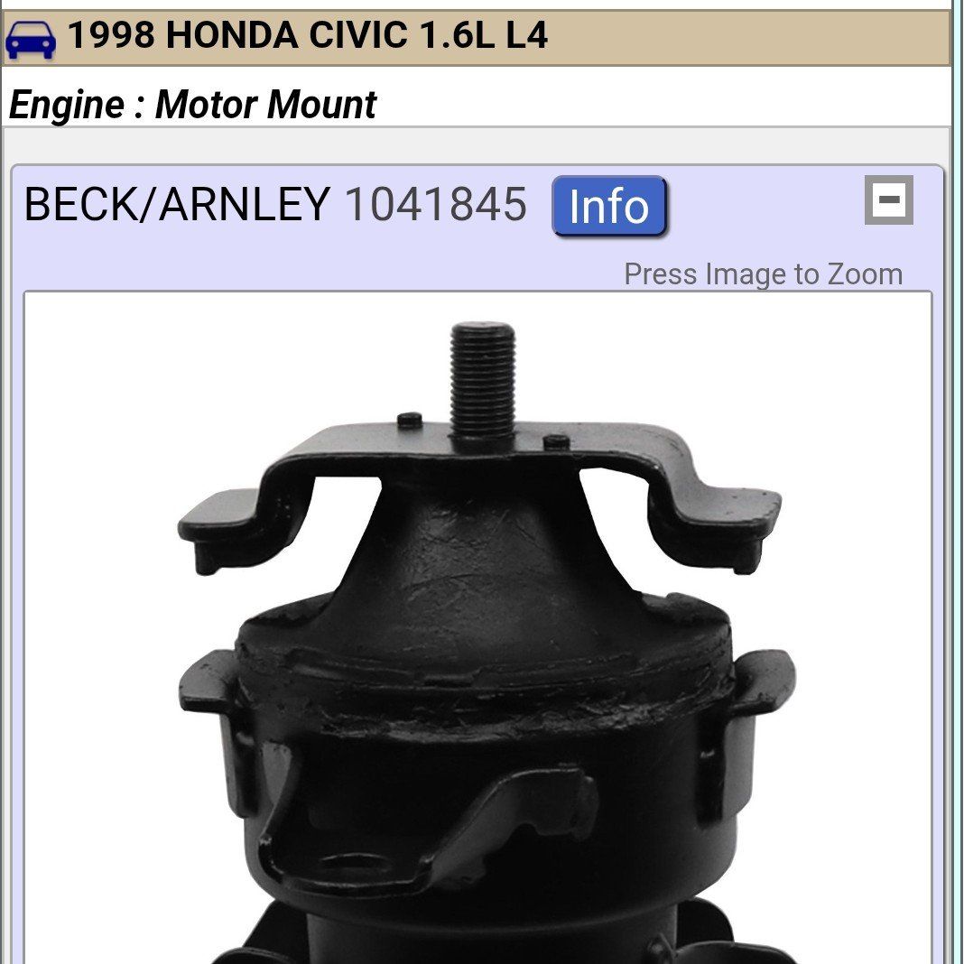 Beck/Arnley 1041845 Engine Motor Mount for 1998 Honda Civic 1.6L L4