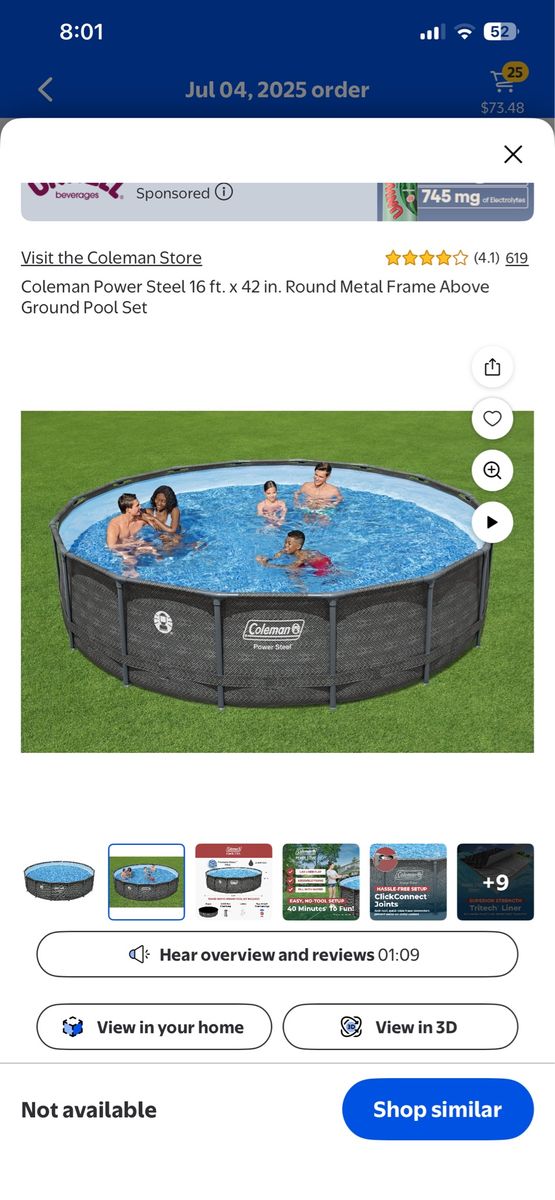 Coleman Power Steel 16’ × 42” Round Metal Frame Pool Set