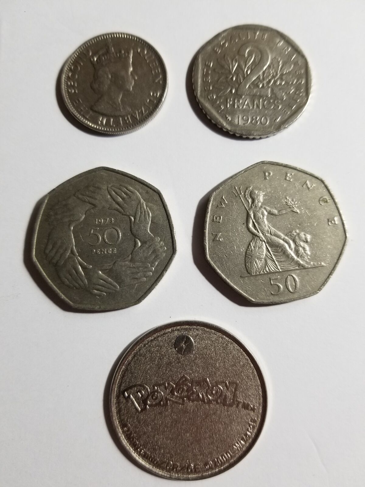 Various Coins 32pc - Buffalo Nickel, 1973 EEC 50p, Pokemon, & More!