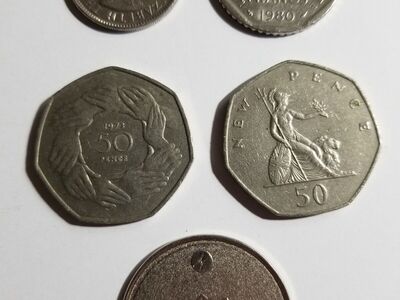 Various Coins 32pc - Buffalo Nickel, 1973 EEC 50p, Pokemon, & More!