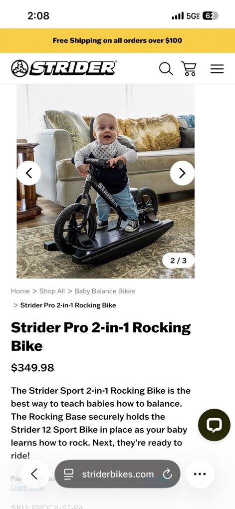 Black strider Balance Bike With Rocker