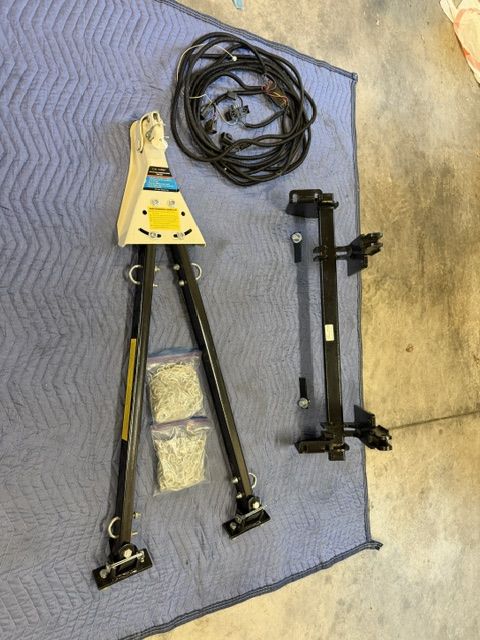 CAL-HAWK Adjustable Bumper-Mount Tow Bar - 5000lb, JK base plate & Towing Wiring Harness