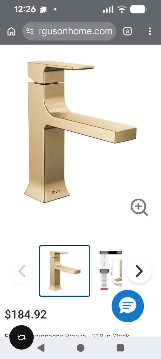 Delta bathroom faucet NIB gold champagne