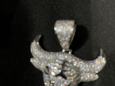 Iced Out Bull Pendant Necklace Silver Tone