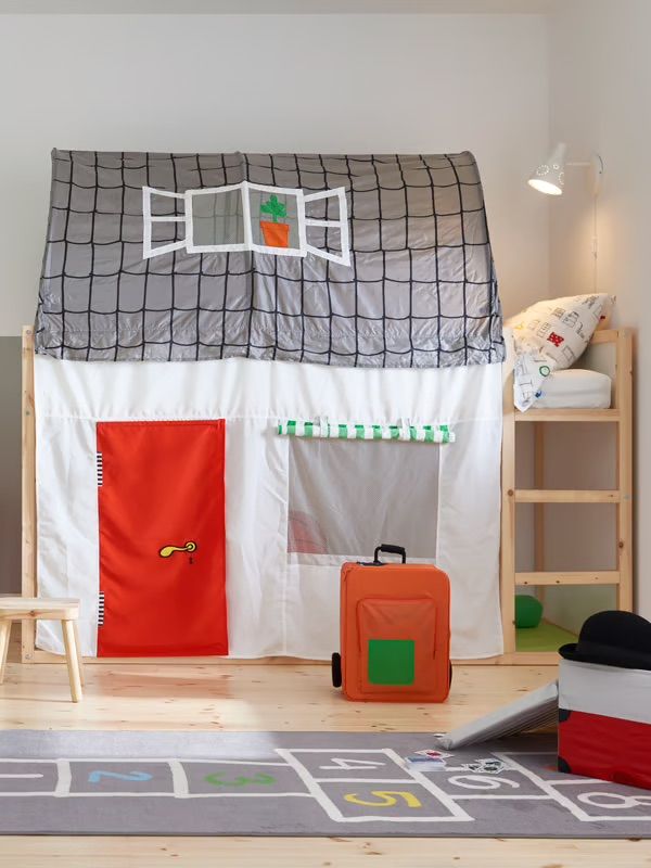 Ikea Kura Loft Bed Tent House Door Window Curtain