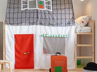 Ikea Kura Loft Bed Tent House Door Window Curtain