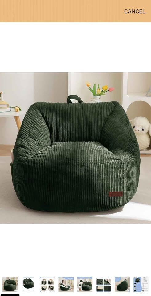 (NEW) Green Corduroy Kids Bean Bag Chair