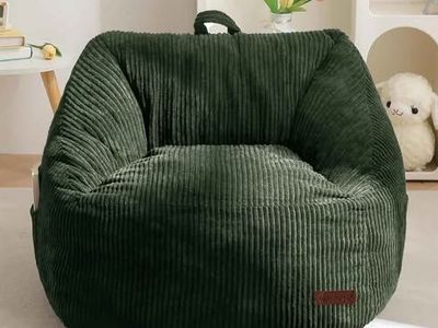 (NEW) Green Corduroy Kids Bean Bag Chair