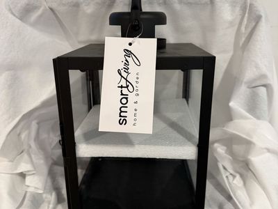 Smart Living Home & Garden Huntington 11" Matte Black Vessel-Style Lantern with Glass Panels