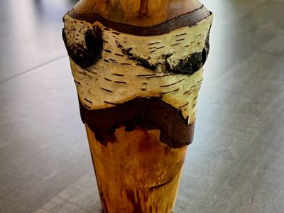 Signed Joseph Thompson "LatheCraft" Birch Vase - 7.5" Wood Art