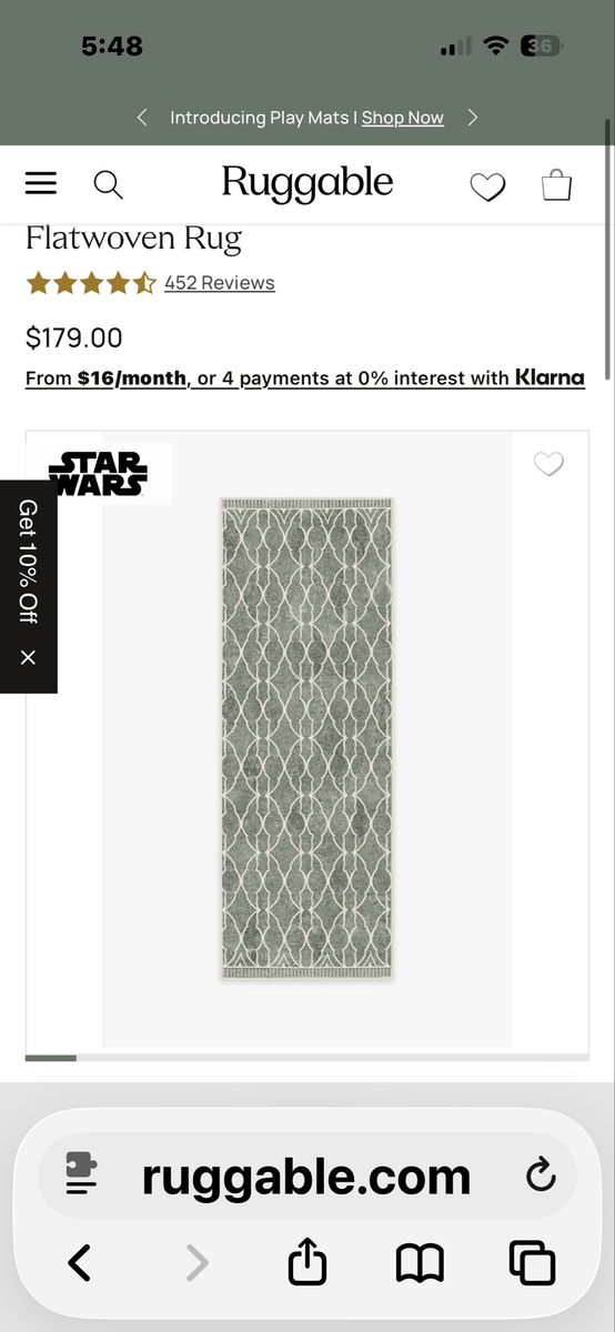 New! Ruggable Star Wars Flatwoven Runner rug 2.5’ x 7’