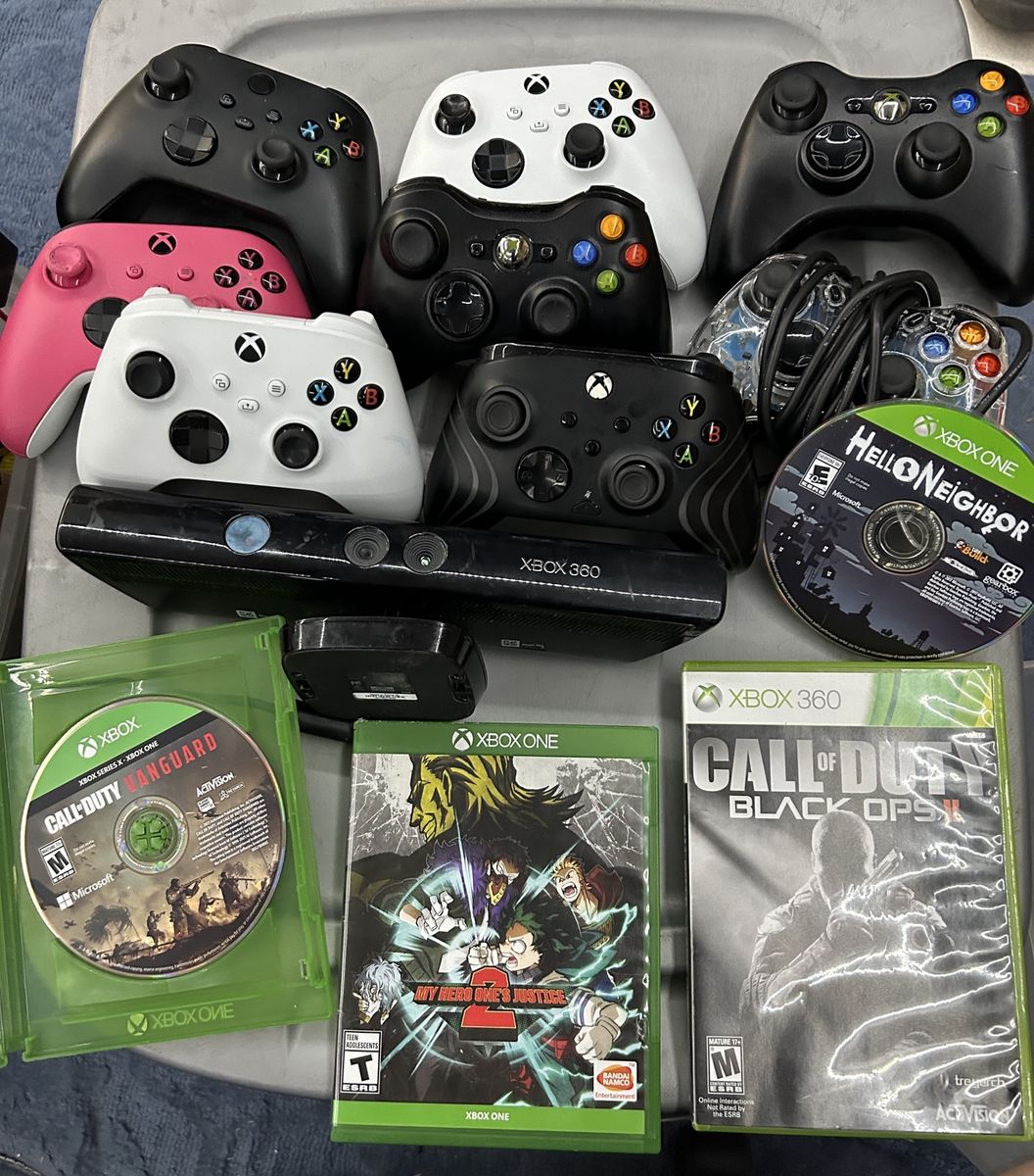 Xbox Controller Bundle – 8 Controllers, Kinect & 4 Games – Untested – $125