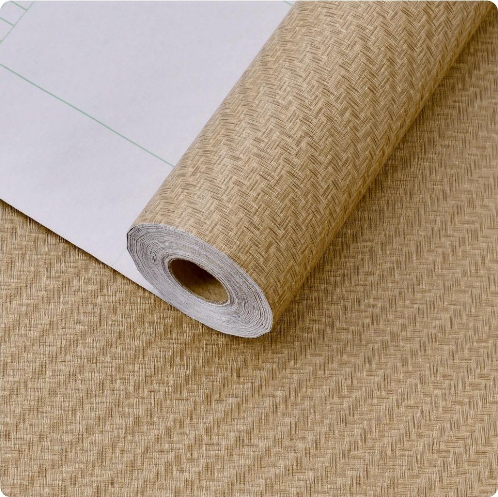 Fabric Wallpaper Textured Contact Paper (24in X 393in), Tan