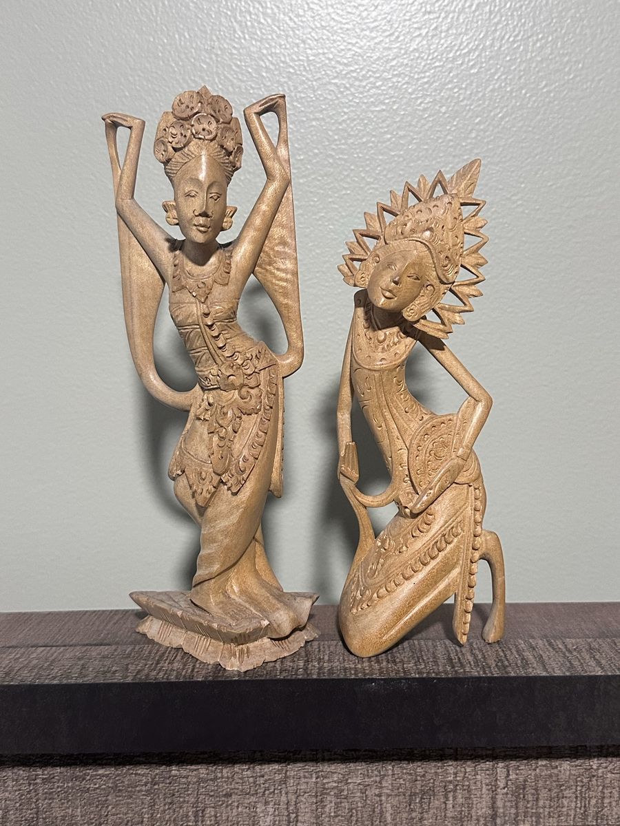 vintage hand-carved Balinese wooden sculptures