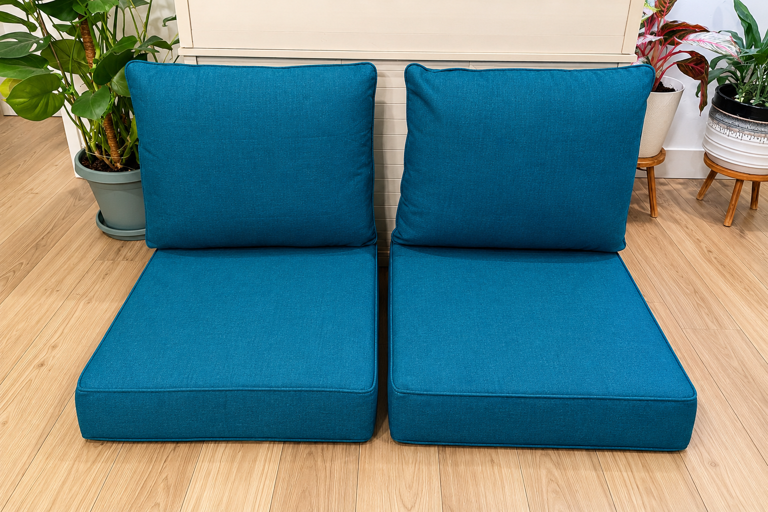 Luxury 6” Outdoor Patio Cushions – 4 Piece Set – Peacock Blue