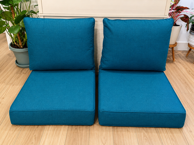 Luxury 6” Outdoor Patio Cushions – 4 Piece Set – Peacock Blue