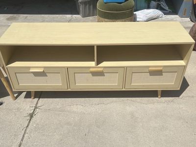 Console TV Stand with Rattan Drawers - 60 In