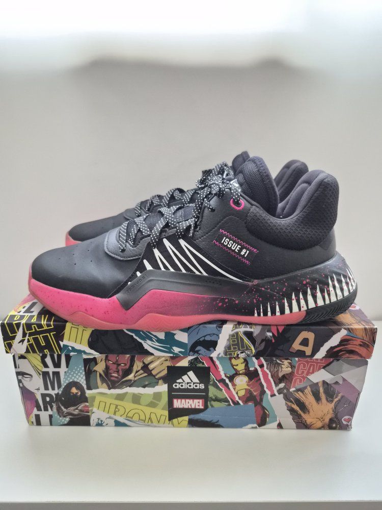Adidas Marvel D.O.N. Issue #1 Symbiote Spiderman Basketball Shoes Size 12M