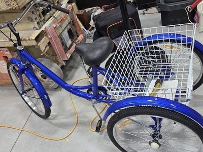 Adult Tricycle Blue with Large Storage Basket Fun Run Errands Enjoy