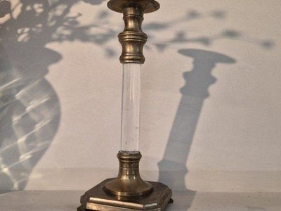 Vintage Brass & Acrylic Candlestick Holder - Elegant Home Decor Accent