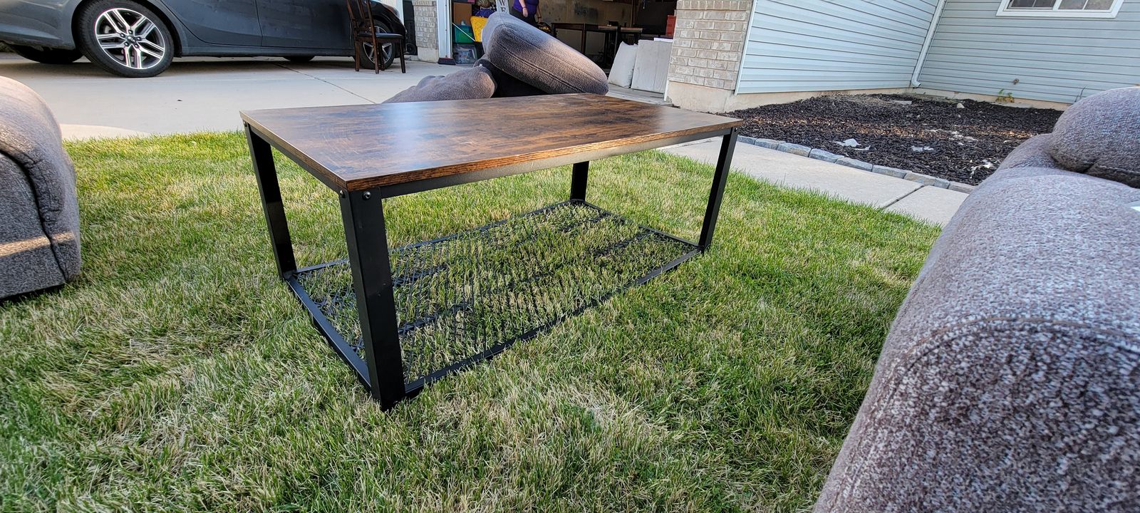 Brown and black coffee table