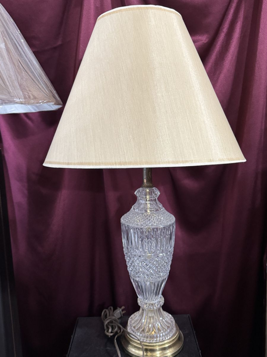 Pair of Antique Crystal Lamps