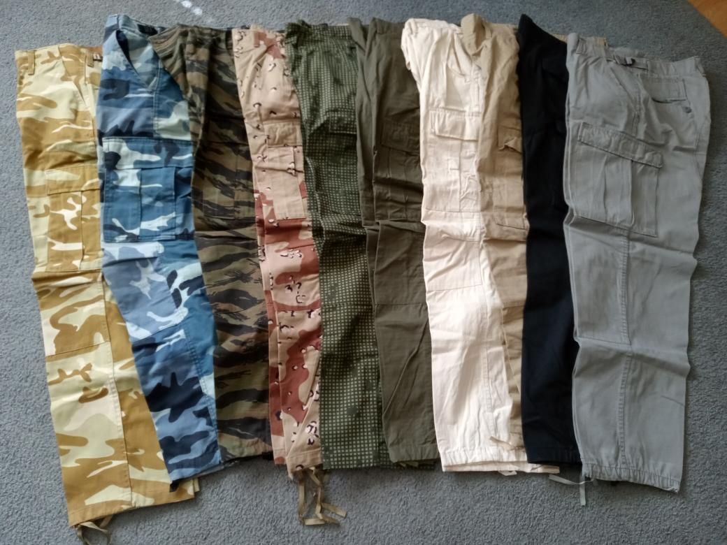 New and used BDU military cargo pants