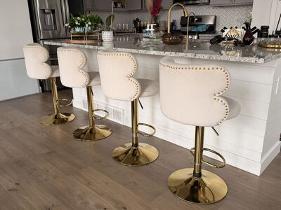 Set of 4 Modern Cream & Gold Kitchen Island Bar St