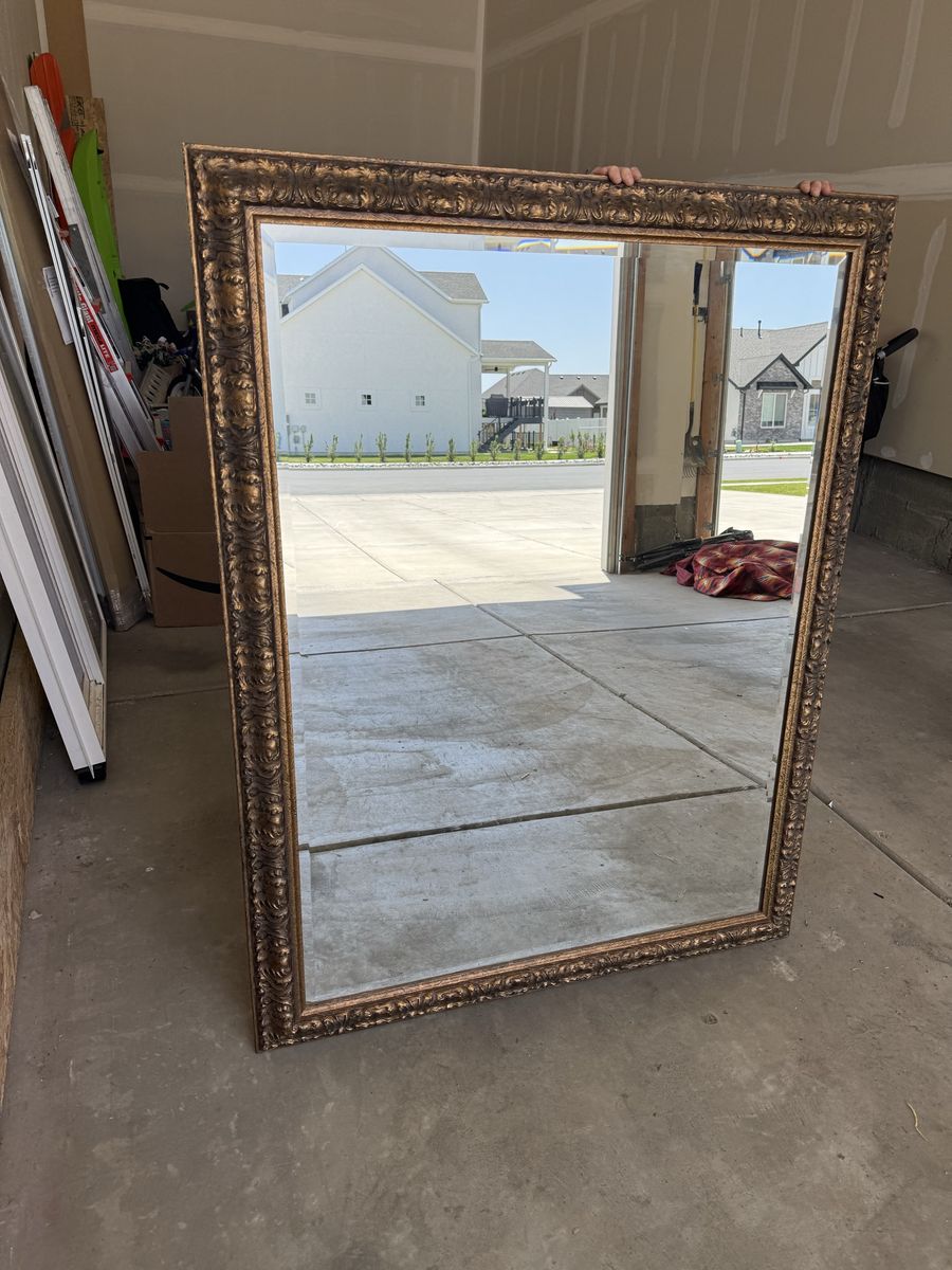 Ornate Gold Frame Full Length Floor Mirror, Large Decorative Mirror Size 58" x 42"