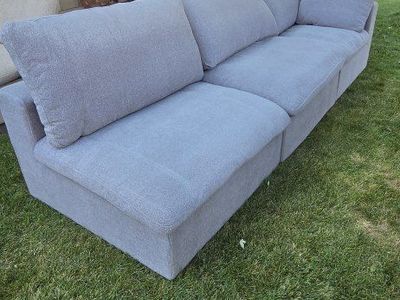 Light Grey Fabric 3-Piece Modular Sectional Sofa