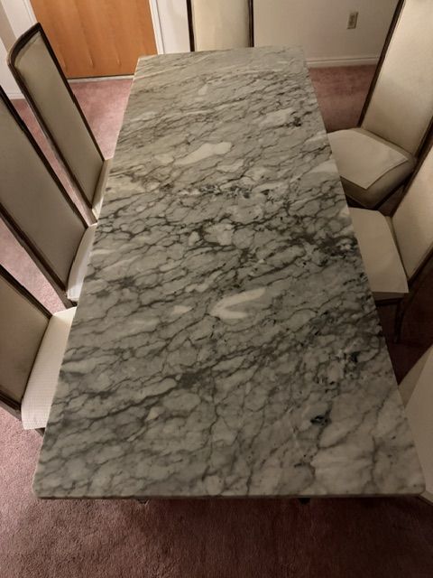 Spanish marble dinning table -- seats 8